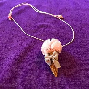Girls adjustable ice cream cone necklace